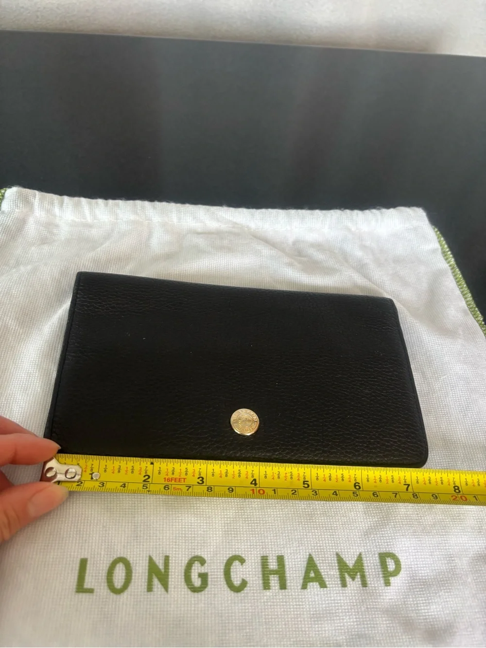 Longchamp Genuine Black Leather wallet Passport Holder Travel Organizer clutch